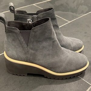 Toms Gray Suede Wedge Booties with Lug Sole